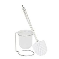 Bath Bliss Steel Holder in Chrome Toilet Brush, Clear