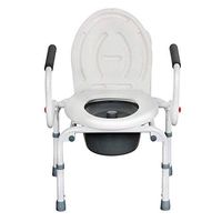 Bedside Commode for Toilet Shower Chair Wheelchair Elderly Toilet Household Pregnant Women Disabled Mobile Toilet Height Adjustable Folding Bathroom Bench, White