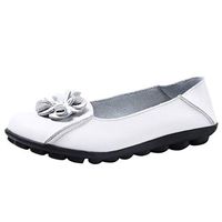 HebeTop Soft Women Casual Flat Outdoor Leisure Lightweight Peas Boat Shoes White