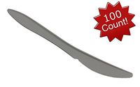 B-Kind Party Pack 100 Count Thick Strong and Durable Medium Weight Disposable White Knives for Camping, Picnics, Parties, and Weddings