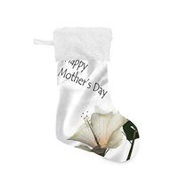 Personalized Christmas Stocking Mother's Day White Flower Greeting Card Santa Xmas Tree Decor Socks Gift Kids Fireplace/Restaurant/Hotel/Club/bar