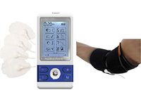 8 Modes Pain Relief Device+ Extra Elbow Support, Portable Unit Handheld Full Body Palm Plus Digital Pulse Impulse Mini Micro Massager Machine l FDA Cleared HealthmateForever BM8GL Blue