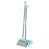 Long Handle Broom and Dustpan Set Self-clean Broom Save Space Detachable Soft Fur Upright Without Bending for Home Kitchen Room Office Lobby Floor livingroom Use