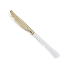 BalsaCircle 48 pcs Metallic Gold White Handle Disposable Plastic Knives - Tableware Discounted Wedding Party Event Catering Supplies