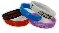 5X APIXABAN Medicated Wristband Medical Awareness Alert Bracelet Glow in The Dark, Red, Black, Purple, Blue, Anticoagulant … (Small 180mm/7inch Circumference)