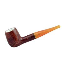 "SUN" (6002) briar meerschaum bent billiard tobacco smoking pipe from Brebbia (Italy)
