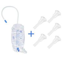 Male Urine Leg Bag Collector,5-Condom Catheters Self-Seal 31mm (Intermediate), Premium Leg Bag 1000ml Tubing, Straps & Fast and Easy Draining