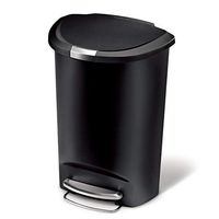 simplehuman Semi-Round Step Trash Can, Black Plastic, 50 L / 13 Gal (Renewed)