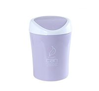 Trash Can Hflove Plastic Round Trash Bin Kitchen/Toilet/Office with Swing Lid (Purple)