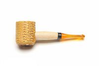 Missouri Meerschaum Mini Varnished Gold Stem Corncob Tobacco Pipe