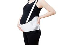 Niceful Maternity Belt Shoulder Strap Dual Pregnancy Breathable Support Waist Back Abdomen Belly Band Relieve Pubic Pain L-XL (White, L)