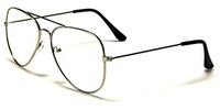 Silver Aviator Sport Thin Wire Rims Men Women Clear Lens Glasses
