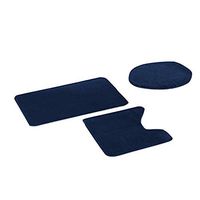 3pcs Non-Slip Fish Scale Bath Mat Bathroom Kitchen Carpet Fashion Doormats Decor, Toilet Seat and Tank Cover is Included as Well as a Rug and Tissue Box Cover (F)