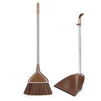 Broom and Dustpan With Long Handle Telescopic Up Stainless Steel Rod Extra Long Handle Non-stick Hair Broom And Dustpan Soft Brush Non-Slip Handle Broom Set Used For Home Kitchen Schools