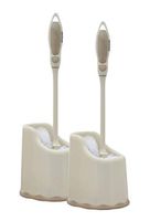 Toilet Brush and Holder (2 Pack) Toilet Bowl Cleaner Brush with Scrubbing Wand, Under Rim Lip Brush and Storage Caddy for Easy Bathroom Cleaning. by Superio (Beige)