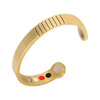 Magnetic Therapy Bracelet Stainless Steel Cuff Bangle Stretch for Arthritis, Tendonitis, Tennis/Golf Elbow, Carpal Tunnel Syndrome and Physical Pain Relief Men Gold