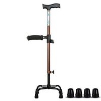 Guoziya 10 Height Adjustment Four-Legged Cane Aluminum Alloy Old Man Crutch Anti-Skid Telescopic Walker (Color : Brass-B)