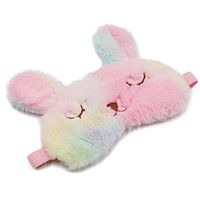 ZTL Cute Animal Eye Mask Soft Plush Sleep Masks for Women Girls Home Sleeping Traveling with Adjustable Strap (Rainbow Rabbit)