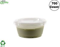 3.25 Ounce Clear Plastic Disposable Portion Cups with Lids 700 Pack by EcoQuality, Jello Shot, Souffle Cups, Condiments, Sampling Cups, Complements (3.25 oz)