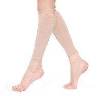 Ewanda store Women's Compression Stockings Open Toe Calf Compression Sleeve Leg Compression Socks for Relieve Calf Pain, Swelling, Varicose Veins,Baseball,Edema(Nude)