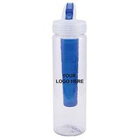Caden Concepts Pro Chill - 25 oz. Water Bottle w/Ice Chiller Clear with Blue Trim GST - 100 Quantity - $6.03 Each - Promotional Product/Bulk / with Your Customized Branding