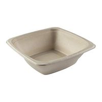 CiboWares Molded Fiber 24 Ounce Square Tan Bowls, Made from Disposable Bagasse Sugarcane, Case of 300