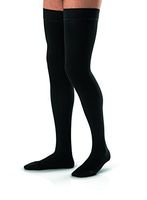 JOBST forMen Thigh High 20-30 mmHg Ribbed Dress Compression Stocking, Closed Toe, Large, Black