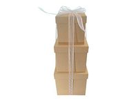 LAC Design Nested Boxes - Set of 3 for Baby Shower, Weddings, and Any Party (Craft Brown)