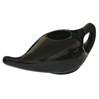 Ceramic Neti Pot for Nasal Cleansing with 10 Sachets of Neti Salt | Compact and Travel-Friendly Design | Natural Remedy for Infection, Sinus and Congestion (Black)