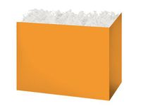 Large Solid Color Gift Basket Box with White Crinkle Paper Shred 10-1/4"x6"x7-1/2" Choose Box Color (Orange)