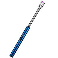 smallwoodi USB Lighter,Arc Lighter 360 Degree Rotating Long Electric Rechargeable USB Kitchen Lighter Windproof Electronic Cigarette Lighter Plasma Pulse Arc Grilling Flameless Lighter Blue