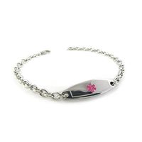 My Identity Doctor Custom Medical Alert Bracelet with Free Engraving 316L Steel, Extra Small - Pink - Wrist Size 7.5 Inch