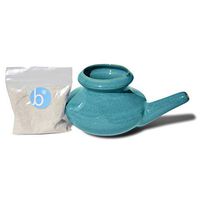 Baraka Neti Pot Starter Kit- Handcrafted Ceramic Dishwasher Safe Neti Pot and 2 oz Mineral Sea Salt Rinse for Sinus Relief - Jade