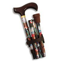 Folding Cane Bingo. This Walking Cane has a Derby Grip Handle, Push Button Height Adjustment and a Weight Capacity of 250 lbs.