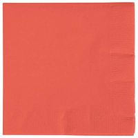 Party Prints 3ply 5" x 5" 100-Count Premium Disposable Cocktail/Beverage Napkins - Coral