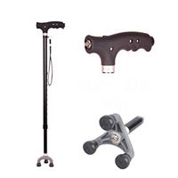 MOXIN Cane LED Light Aluminum Alloy Regulation Light Anti-Slip old Crutches , a , paragraph - brown