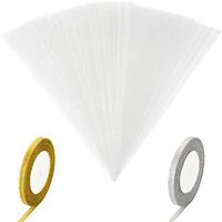 Leinuosen 100 Pieces Clear Cone Bags Transparent Cello Treat Bag Christmas Sweet Gift Bags with 2 Rolls Satin Ribbon for Christmas Party Gift Favor (Gold and Silver Ribbon)