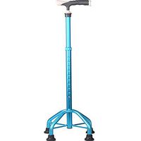 AD Walking Stick Quad Cane for Men and Women - Lightweight Adjustable Staff - for Stability Support Four Prong Sturdy Aluminum Travel Aid,Blue