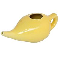 Ceramic Neti Pot for Nasal Cleansing with 10 Sachets of Neti Salt | Compact and Travel-Friendly Design | Natural Remedy for Infection, Sinus and Congestion (Yellow)