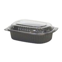 Anchor Packaging Microraves Polypropylene Rectangle Food Container Black/Clear, 32 oz. | 125/Case