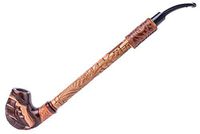 Dr. Watson - 13.5" Churchwarden Wooden Tobacco Smoking Pipe, Hand Carved, Fits 9mm Filter, Comes with Pouch, Boxed (Ship)