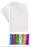 Clear Plastic Cellophane Bags with Twist Ties Cello Bags for Candies Nuts Small Gifts (200, 5"x 7")