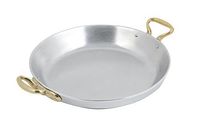 Bon Chef 5100PG Aluminum/Pewter Glo Round Paella Dish with Brass Handles, 2-5/8 Quart Capacity, 15-1/2" Length x 12" Width x 2" Height