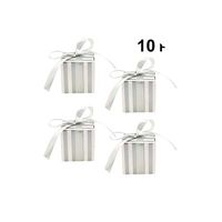 Candy Boxes Striped Pattern Chocolate Boxes Candy Holder Gift Container with Ribbon for Banquet Wedding Birthday,10Pcs Silver