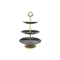 3 tier White Plastic Dessert Stand Pastry Stand Cake Stand Cupcake Stand Holder with Base Serving Platter for Party Wedding Home,Black Gold