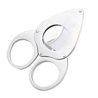 Jascaela Stainless Steel Cigar Cutters Double Cut Blade Guillotine Scissors Accessories for Cigars(Bat)