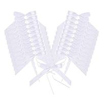 PH PandaHall 120pcs Wedding Pew End Bowknots 0.8 Inch Ribbon Bows for Wedding Party Cars Chairs Hair Decorations White