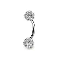 16G Surgical Steel CZ Ball Barbell Curved Eyebrow Ring Bar Tragus Body Piercing Best For gift Womans Party Trendy Women Elegant Cheap Styling | Colors - white