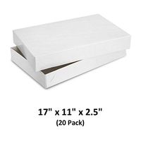 White Gloss Cardboard Apparel Decorative Gift Boxes with Lids for Clothing and Gifts 17x11x2.5 (20 Pack) | MagicWater Supply