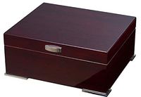 Visol Xander Burgundy Wood Humidor Gift Set with Case and Cutter with Free Laser Engraved Metal Plate (Text)